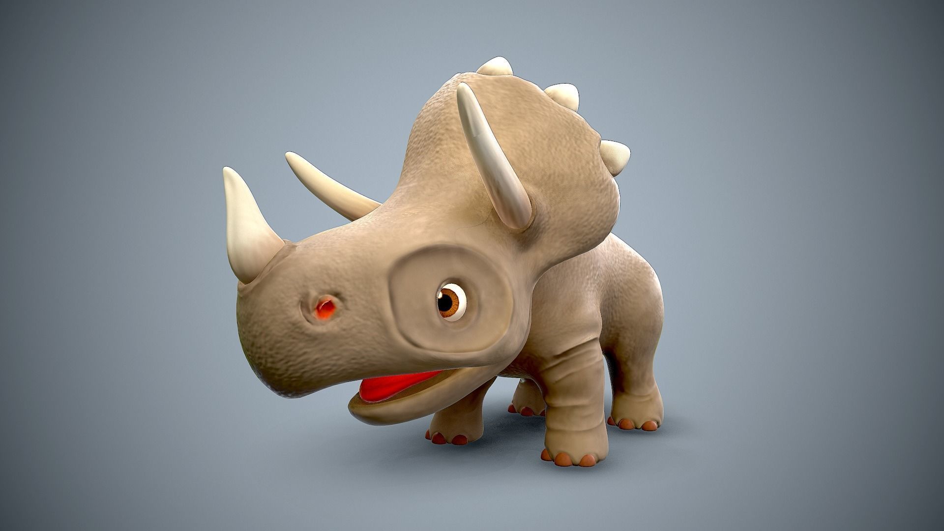 Cartoon baby dino Low-poly 3D model_3
