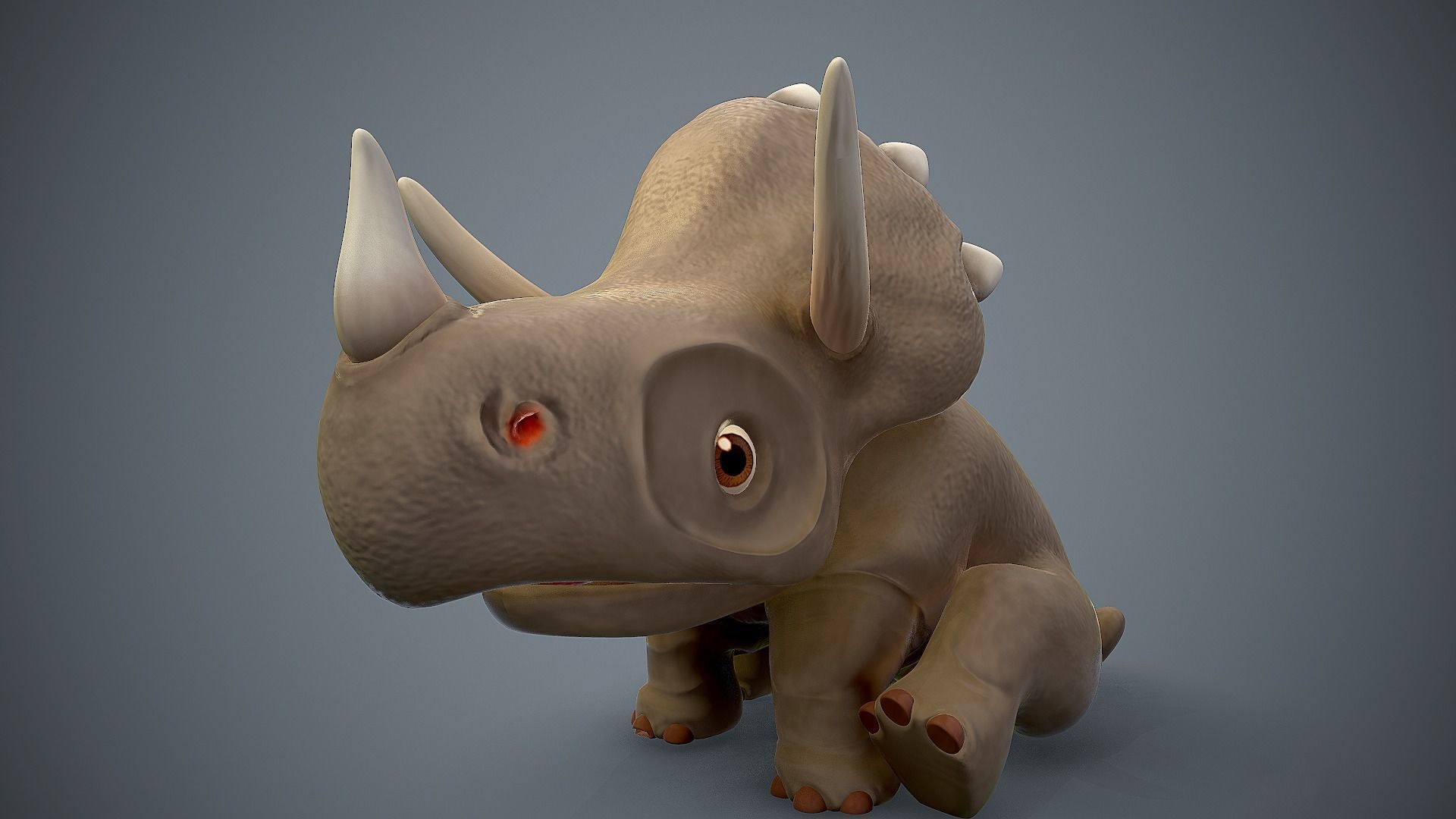 Cartoon baby dino Low-poly 3D model_1