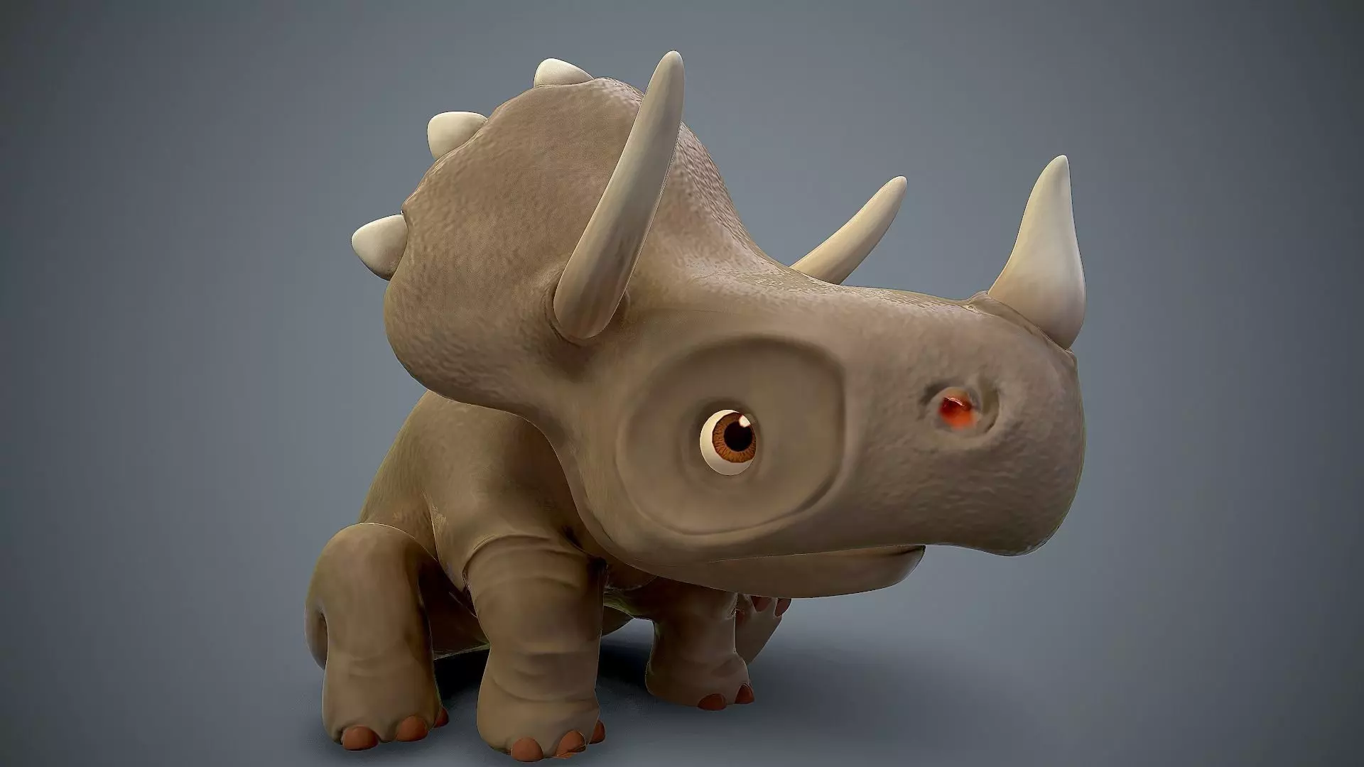 Cartoon baby dino Low-poly 3D model_0