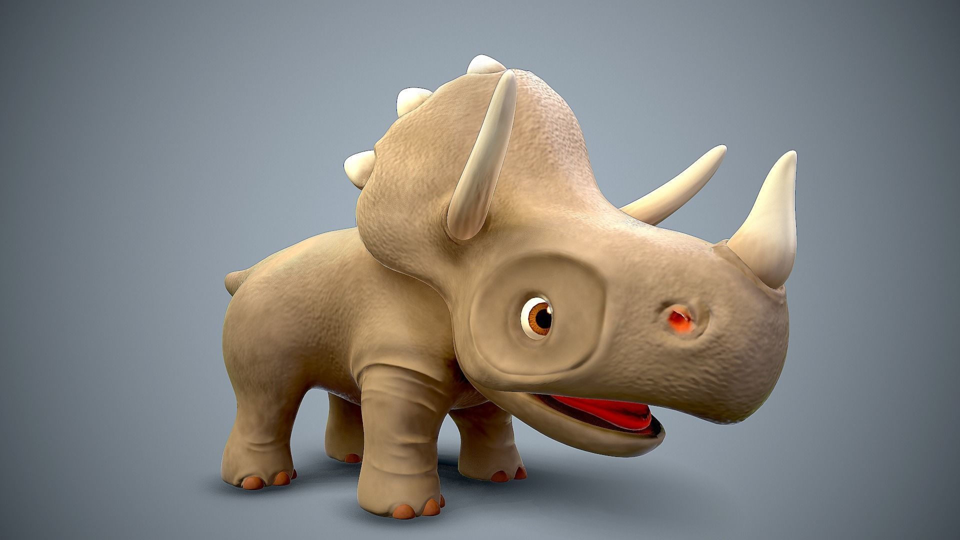 Cartoon baby dino Low-poly 3D model_2