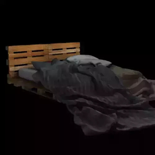 Pallet bed for bedroom interior