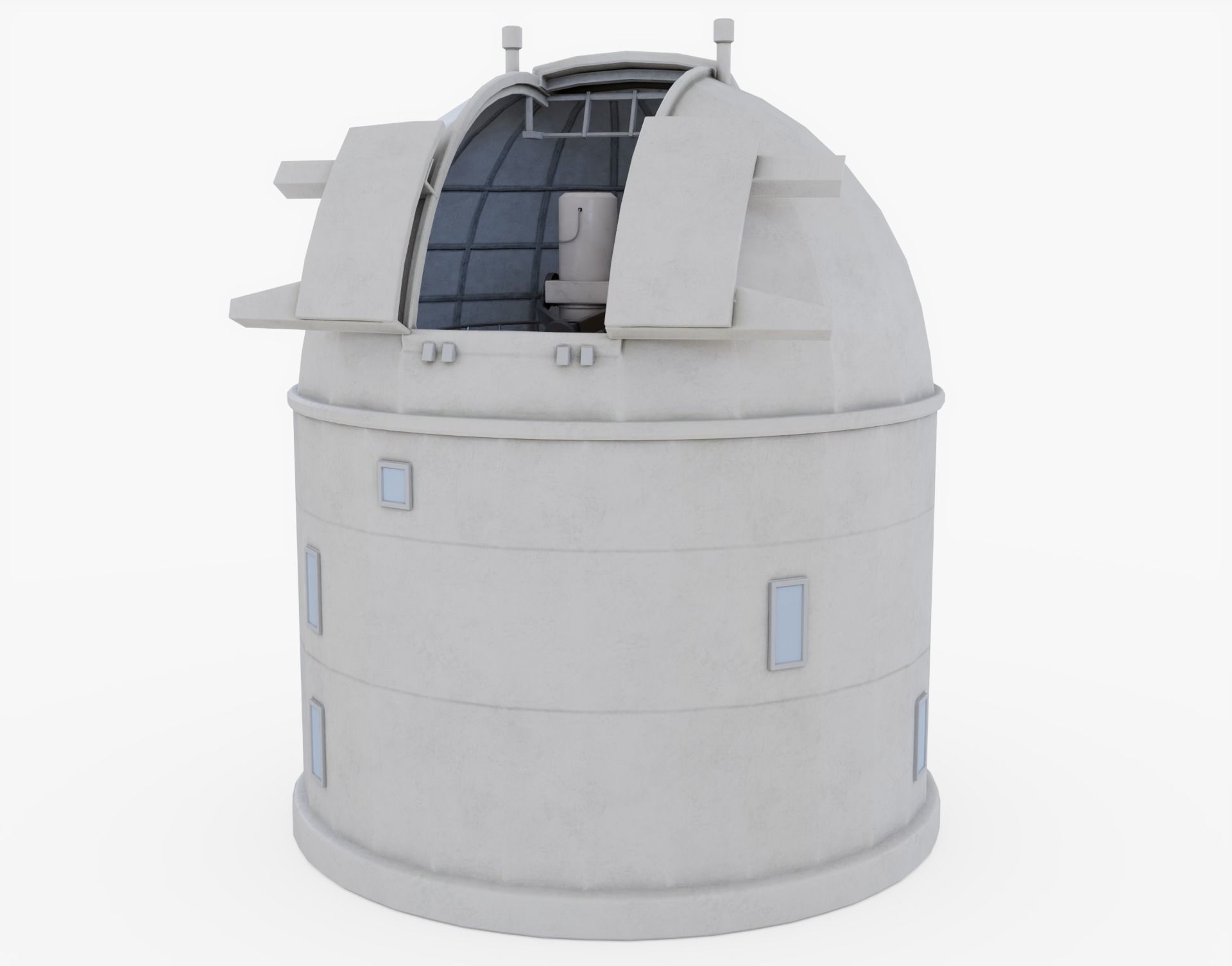 Optical Ground Station Telescope - Inside and Outside Low-poly  3D model