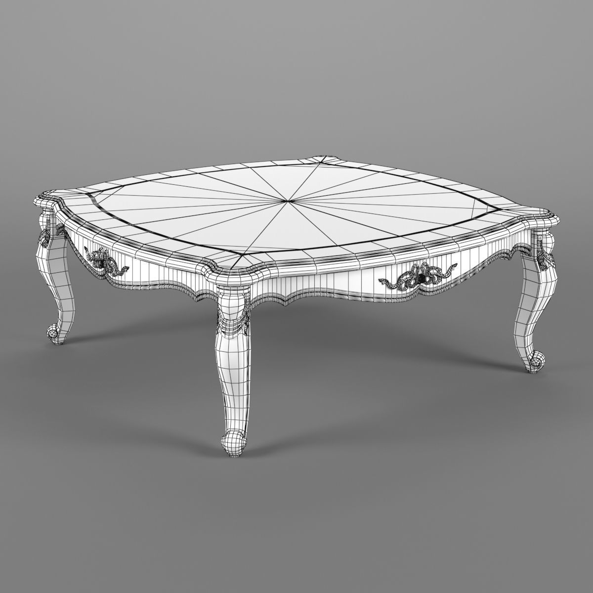 2601000 230-1 Carpenter Big square tea table 3D model_5