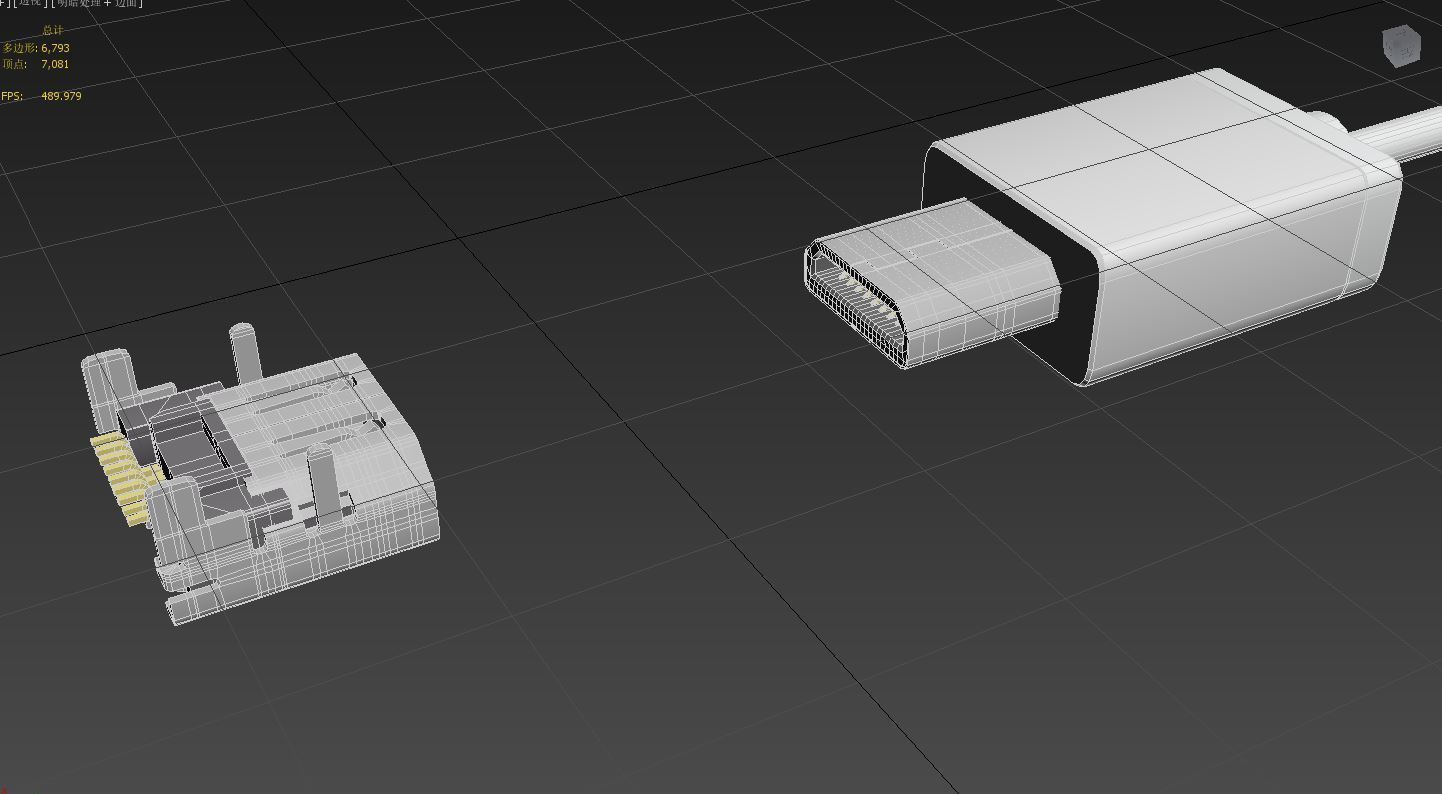 Micro HDMI Male and Female connector 3D model_4