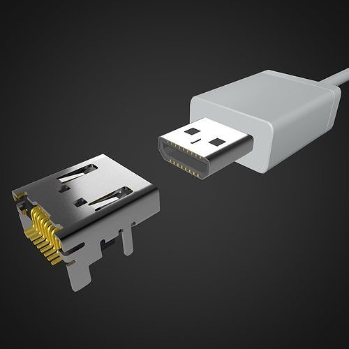 Micro HDMI Male and Female connector 3D model