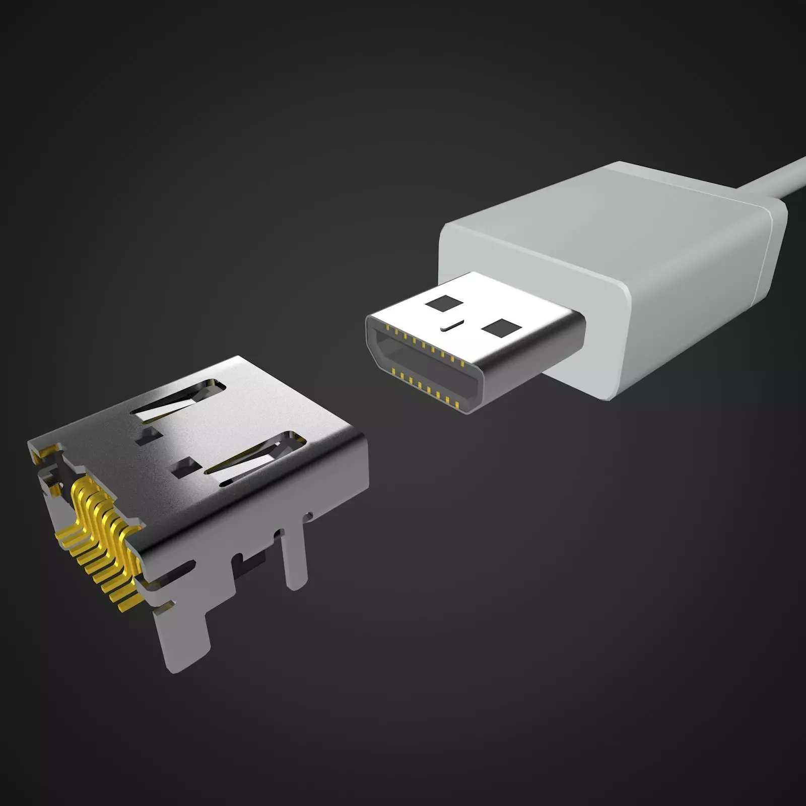 Micro HDMI Male and Female connector 3D model_0