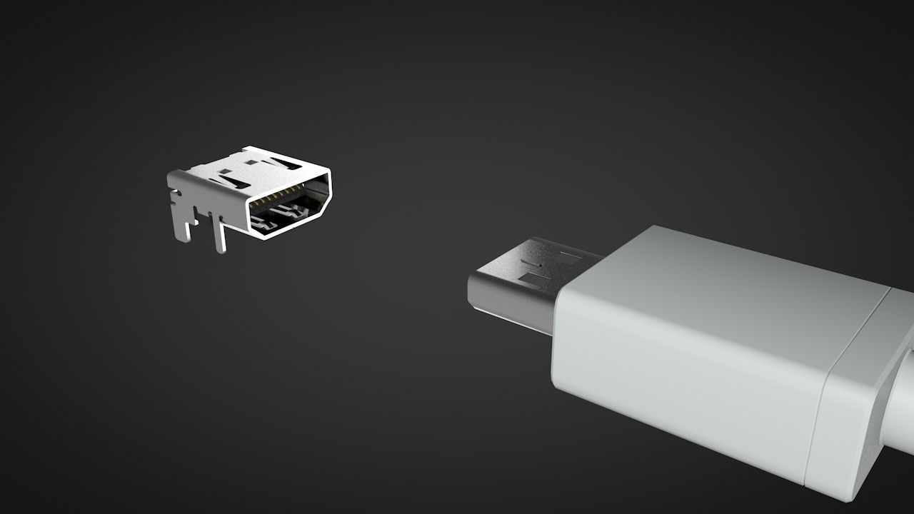 Micro HDMI Male and Female connector 3D model_3
