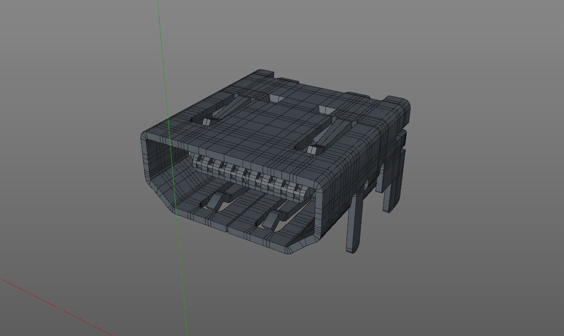 Micro HDMI Male and Female connector 3D model_6