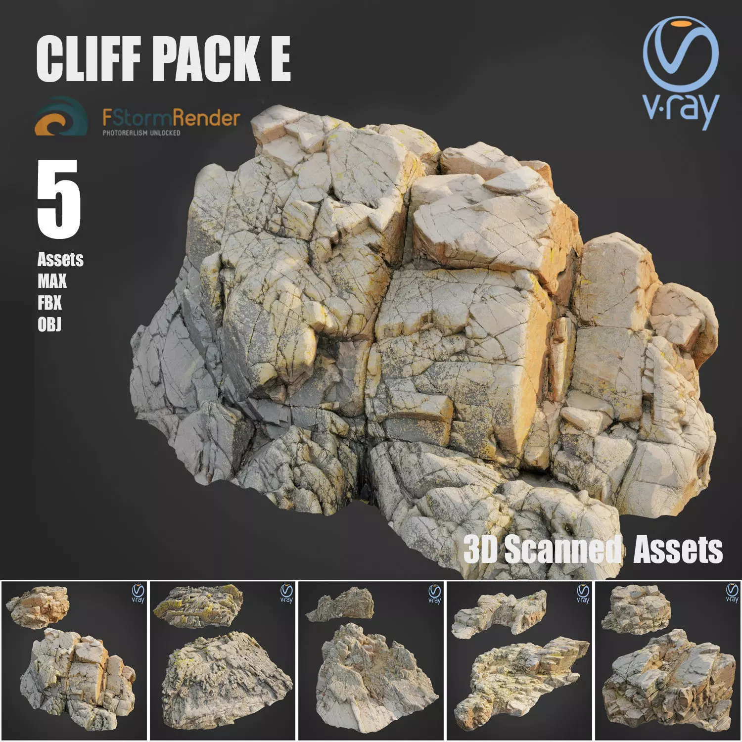 Cliff pack E bundle 3D model_0