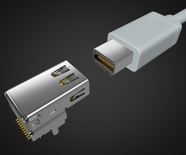 Mini display port  dp  Male and Female connector 3D model