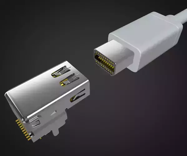 Mini display port  dp  Male and Female connector 3D model