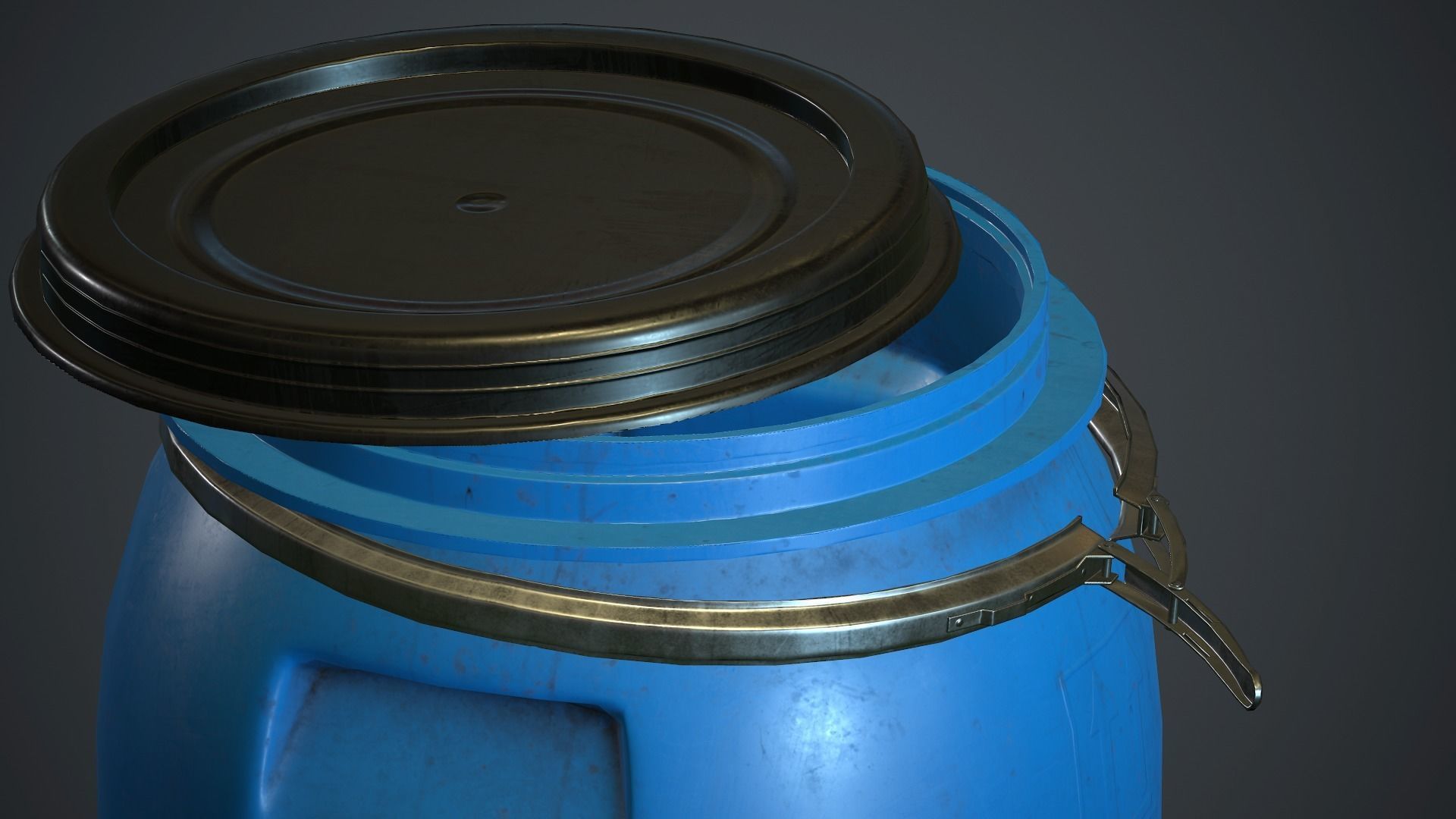 Plastic Barrel PBR Game Ready Low-poly 3D model_8