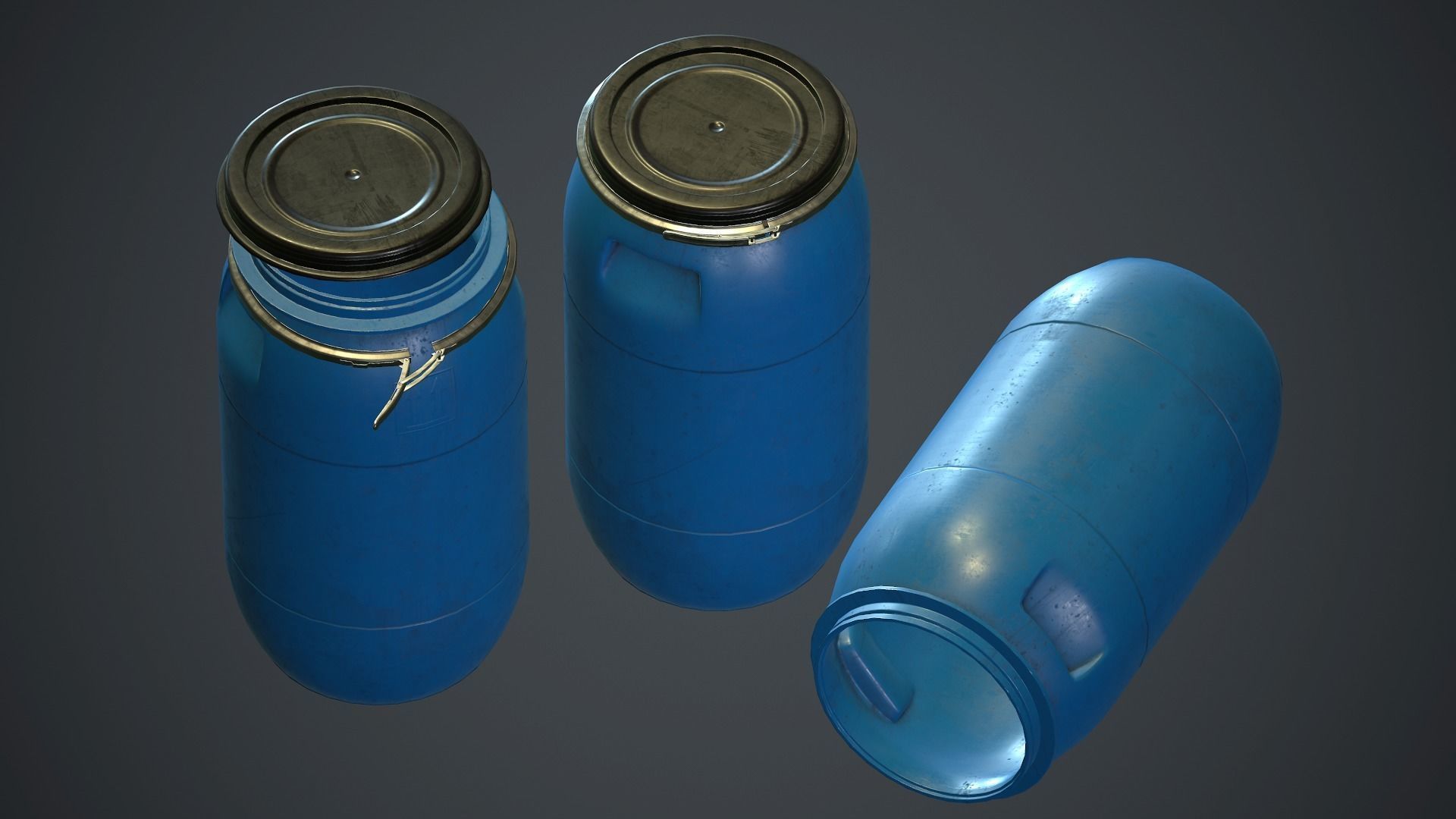 Plastic Barrel PBR Game Ready Low-poly 3D model_1