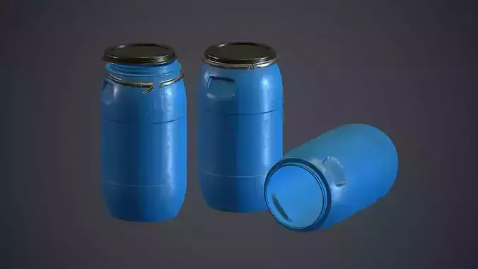 Plastic Barrel PBR Game Ready Low-poly 3D model