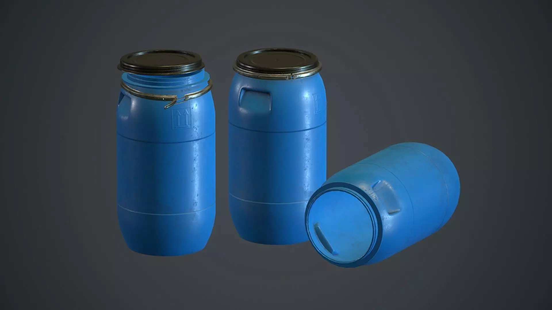 Plastic Barrel PBR Game Ready Low-poly 3D model_0