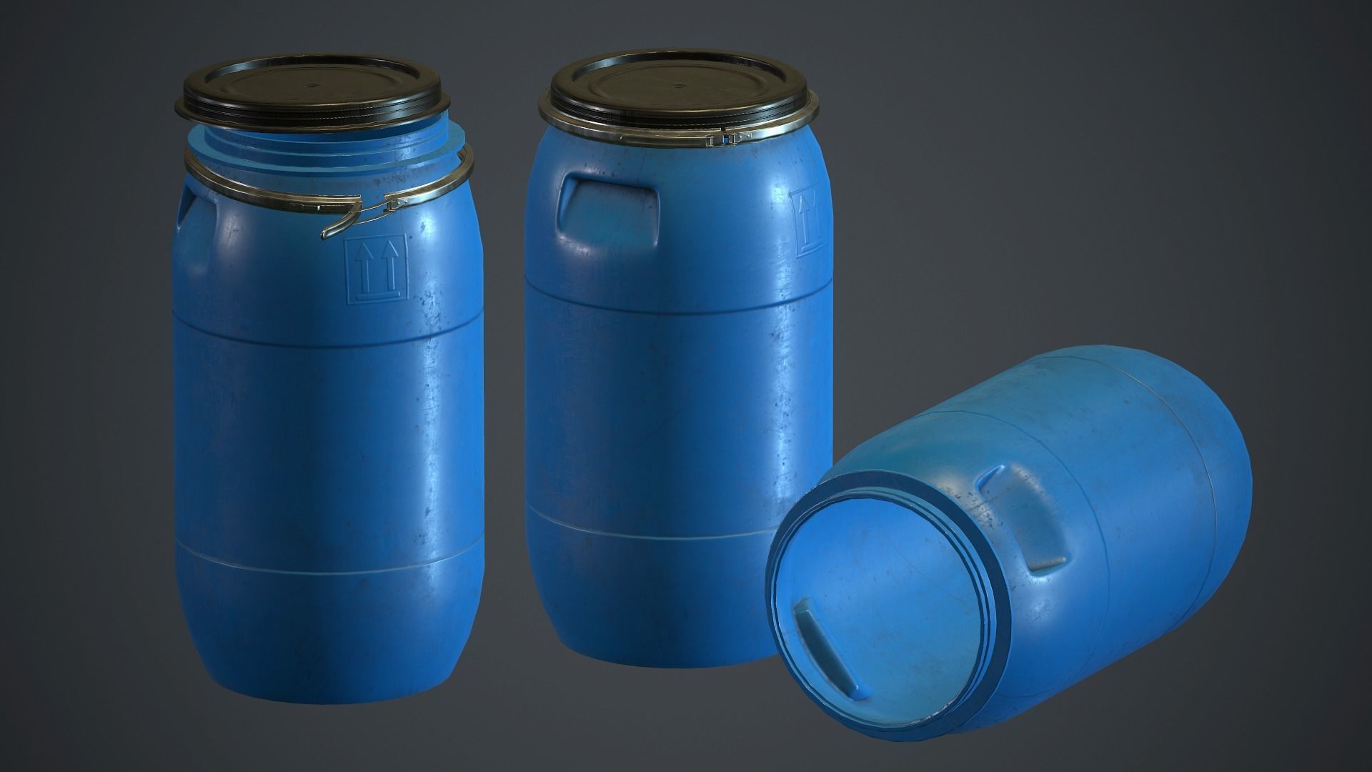 Plastic Barrel PBR Game Ready Low-poly 3D model_2