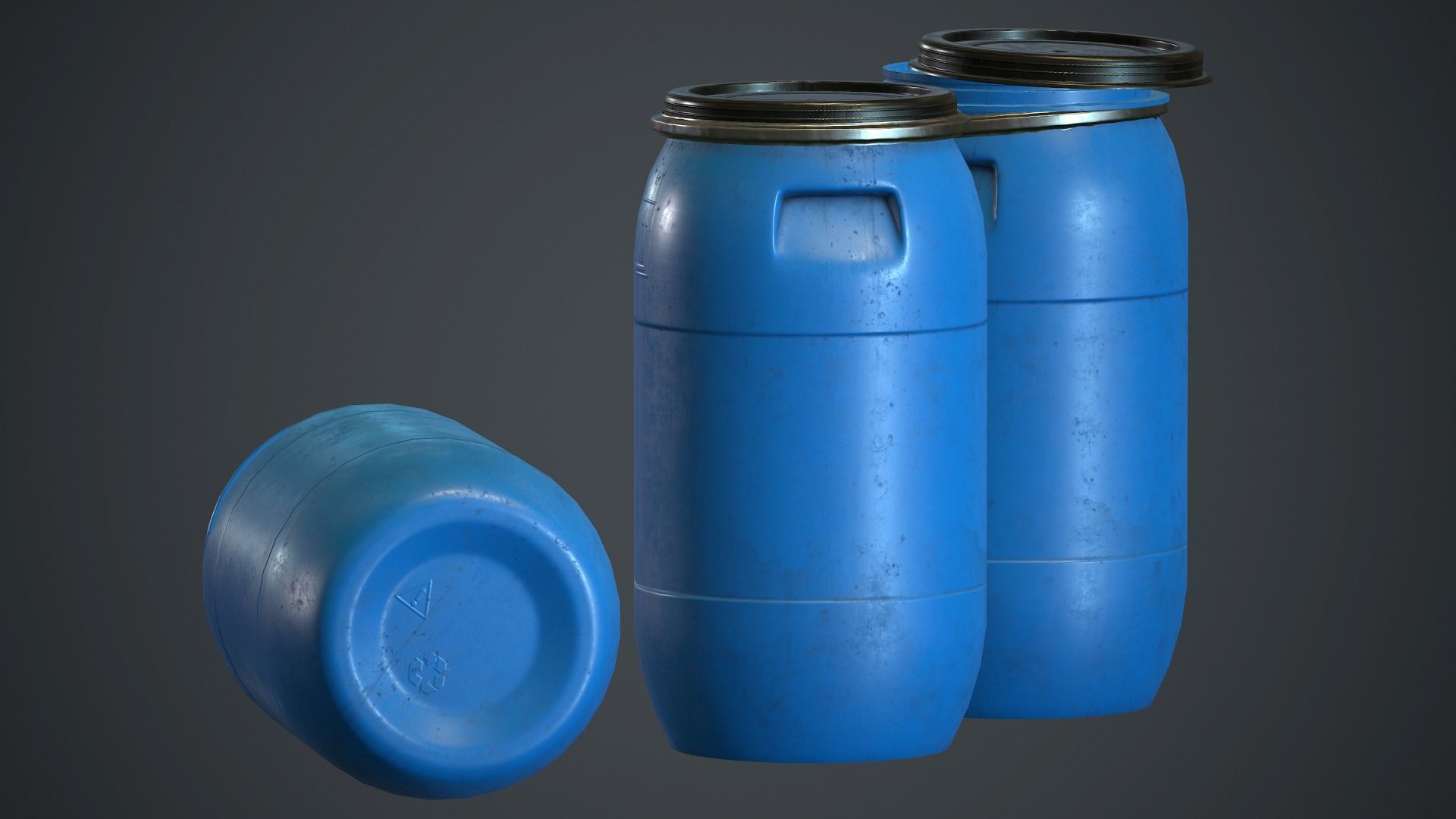 Plastic Barrel PBR Game Ready Low-poly 3D model_3