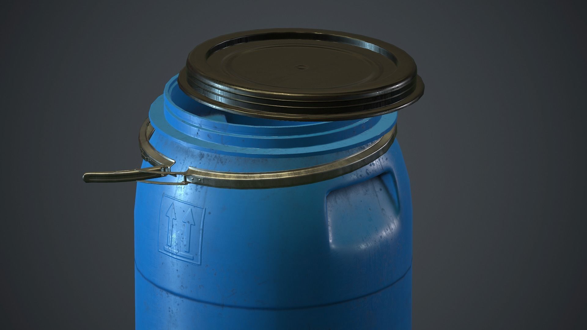 Plastic Barrel PBR Game Ready Low-poly 3D model_11