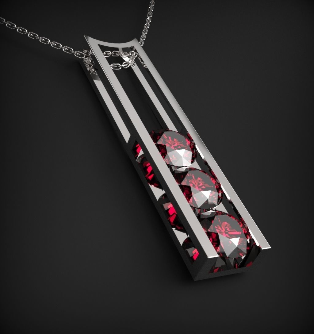 Pendant with Rubies 3D print model_1