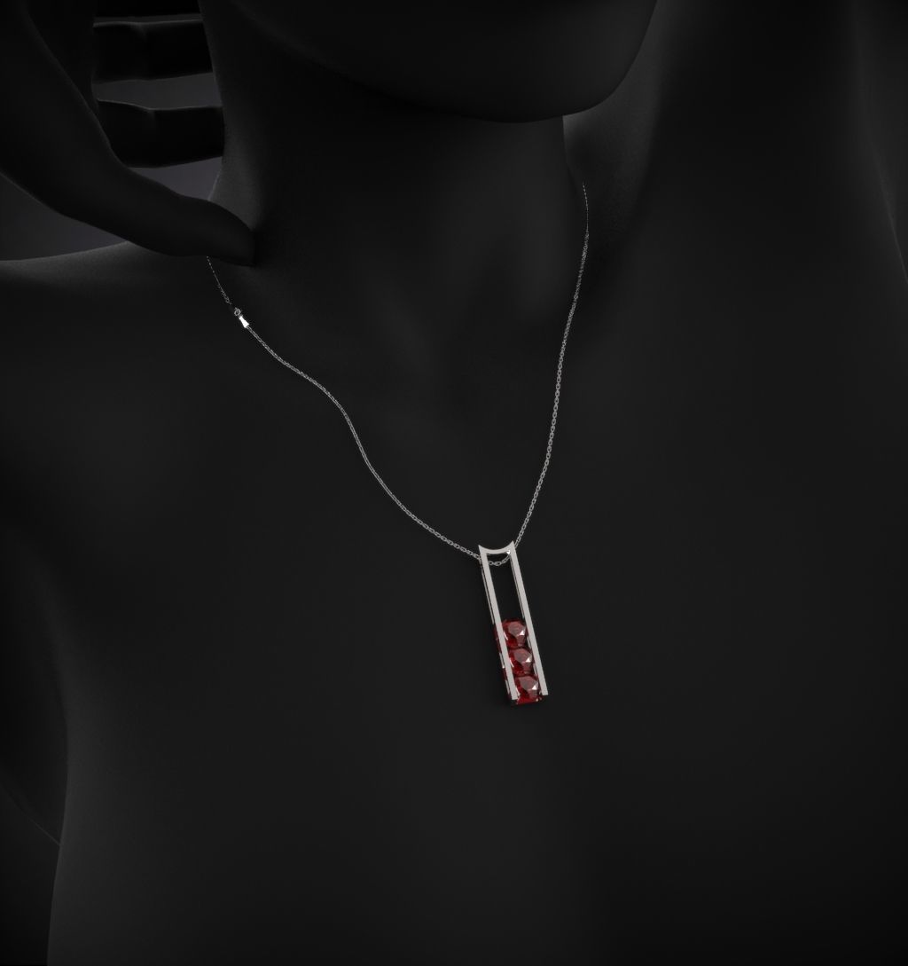 Pendant with Rubies 3D print model_2