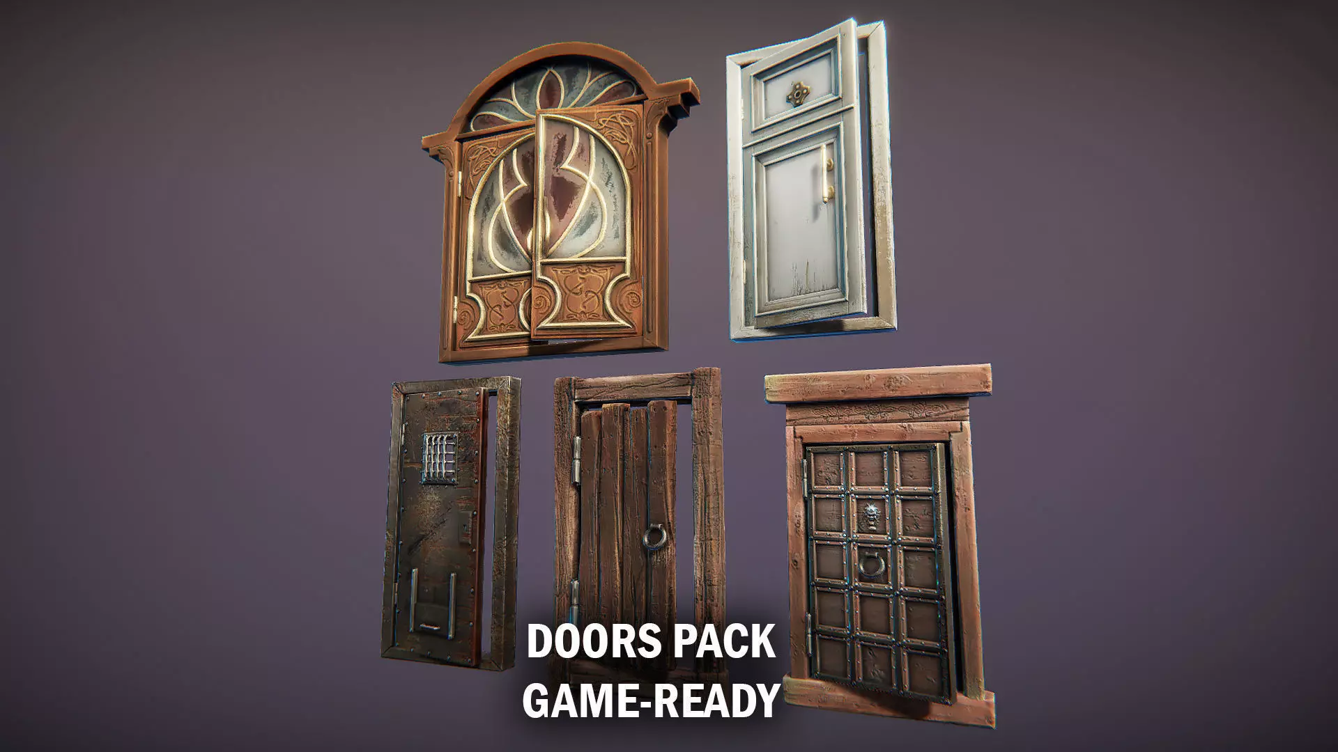 Doors pack Low-poly 3D model_0