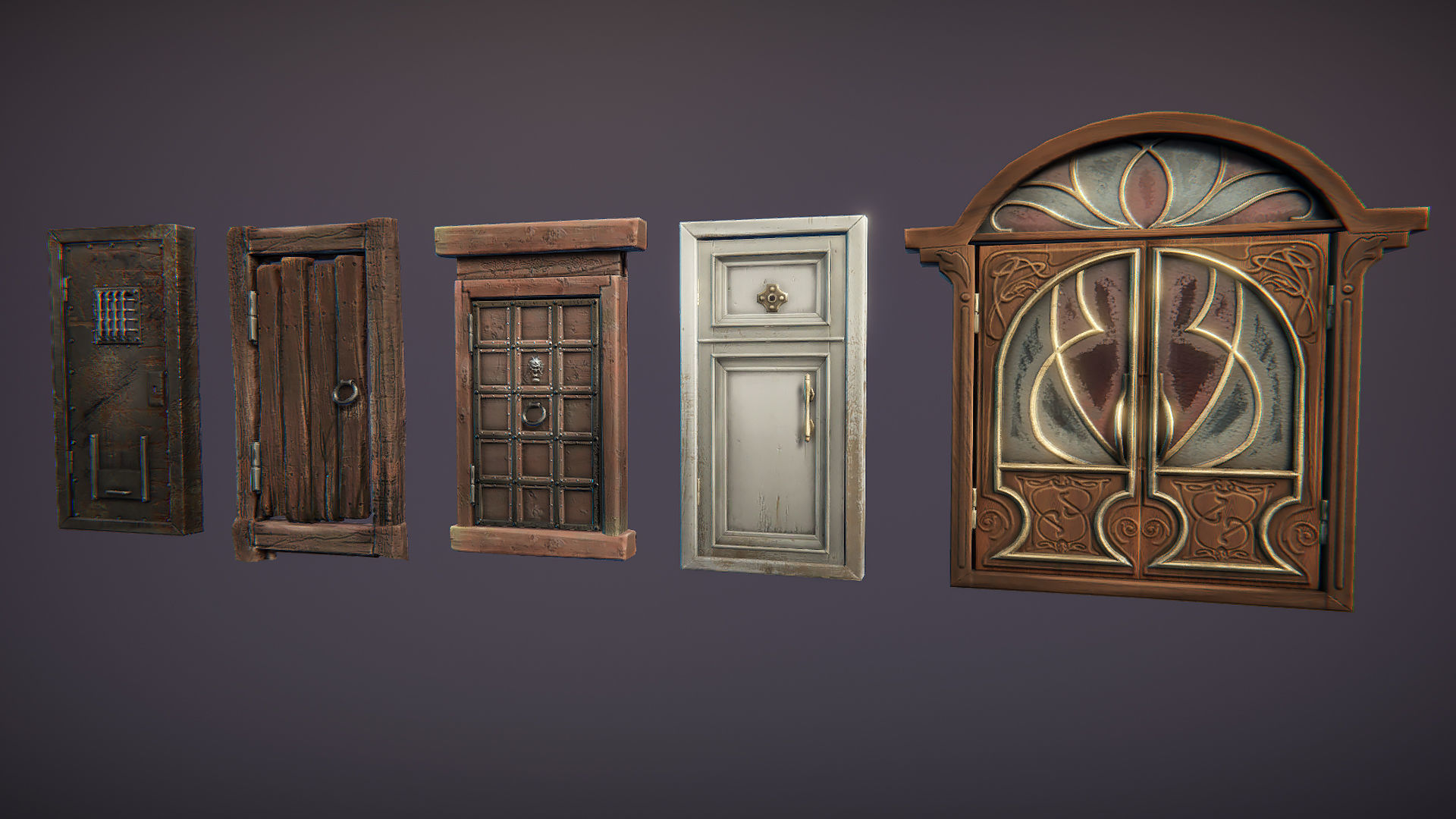 Doors pack Low-poly 3D model_4