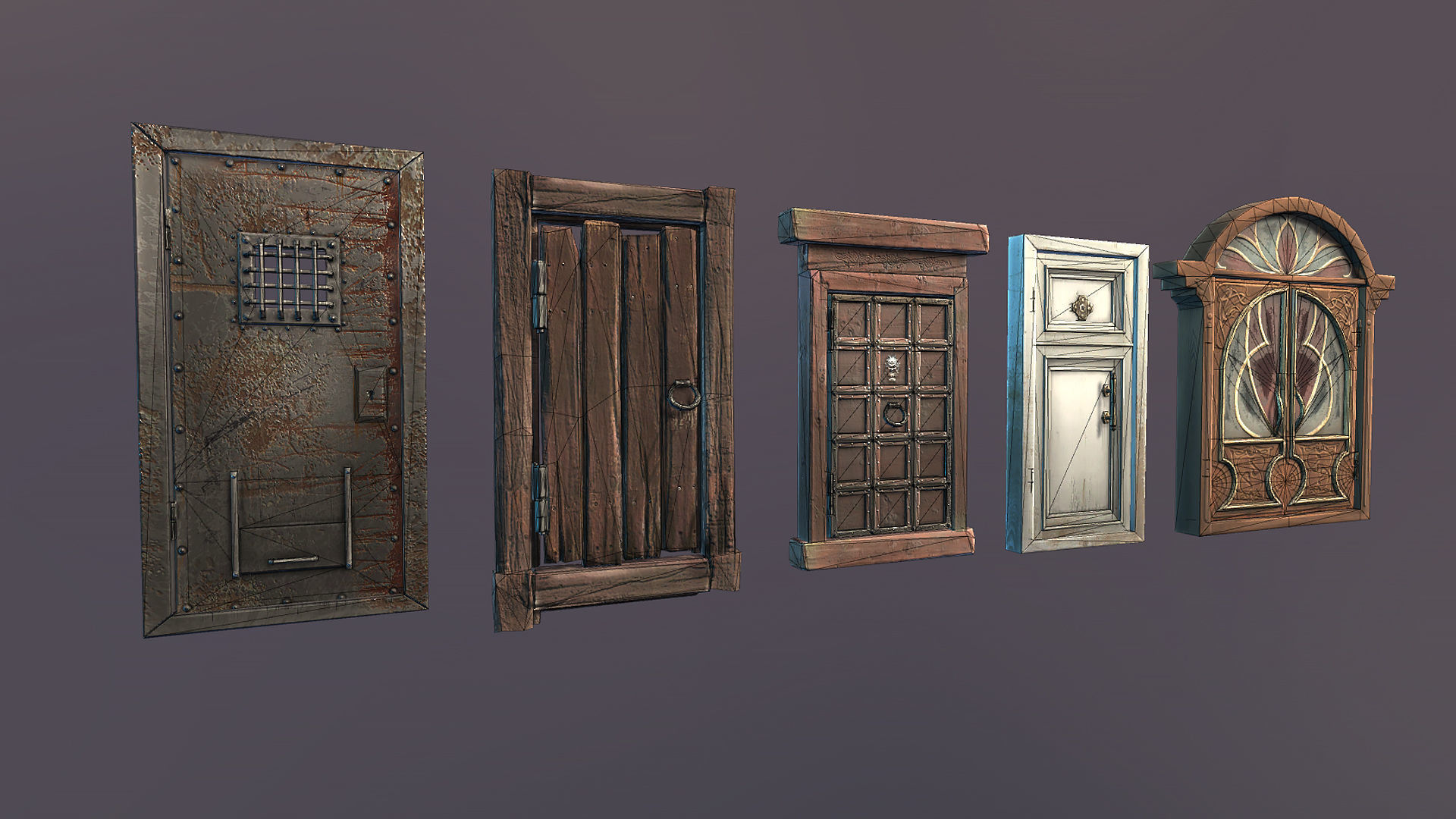Doors pack Low-poly 3D model_3