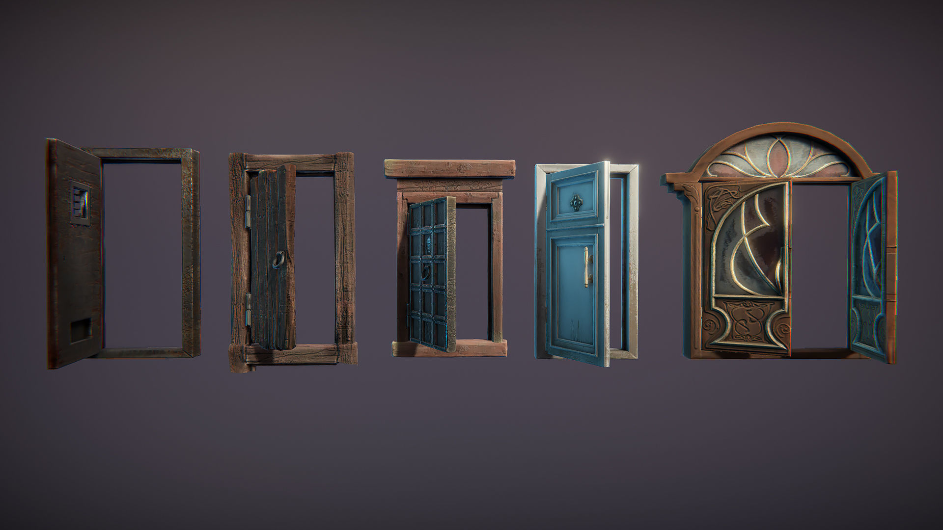 Doors pack Low-poly 3D model_2