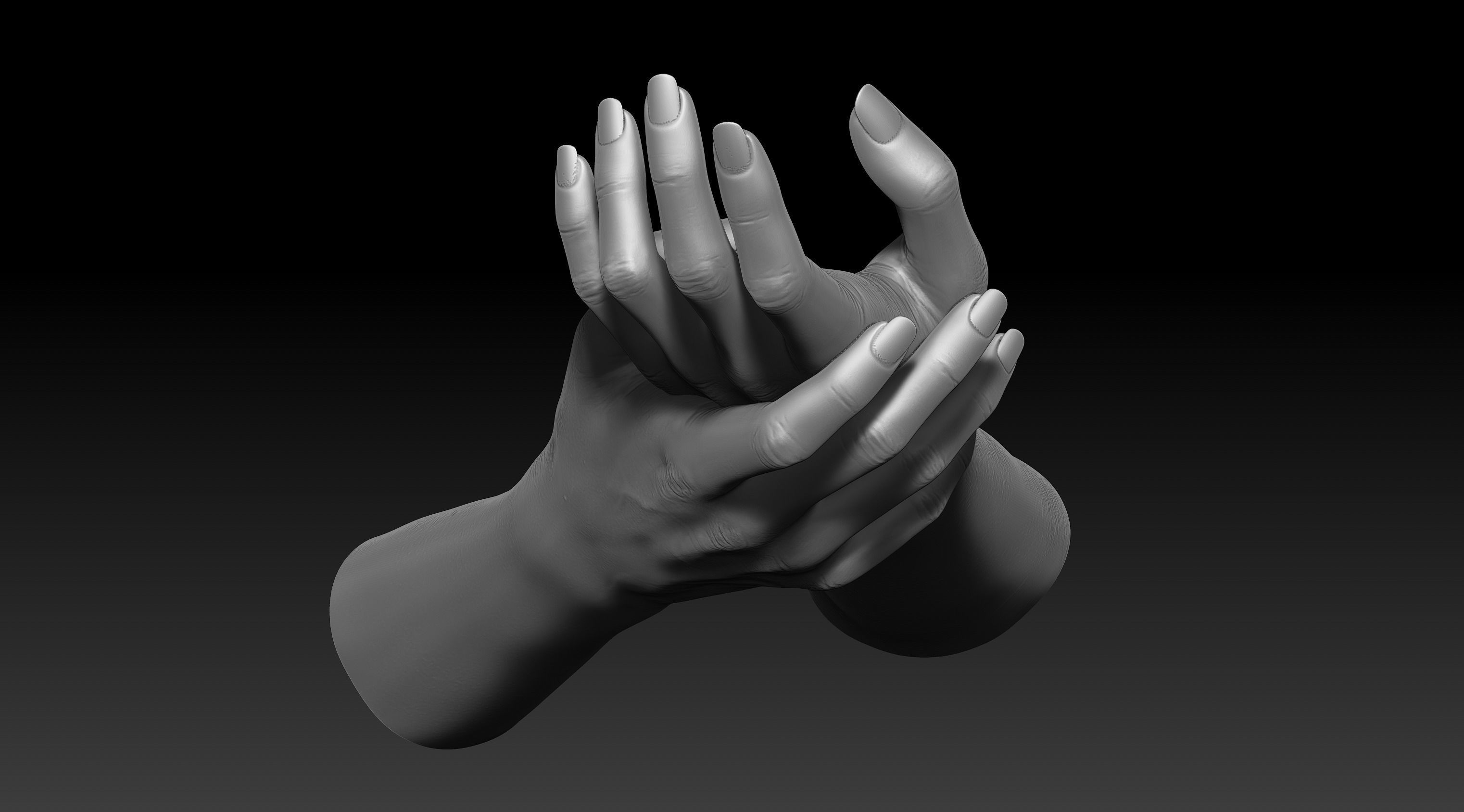 3D Printable Female Hands 20 poses pack 3D model_4