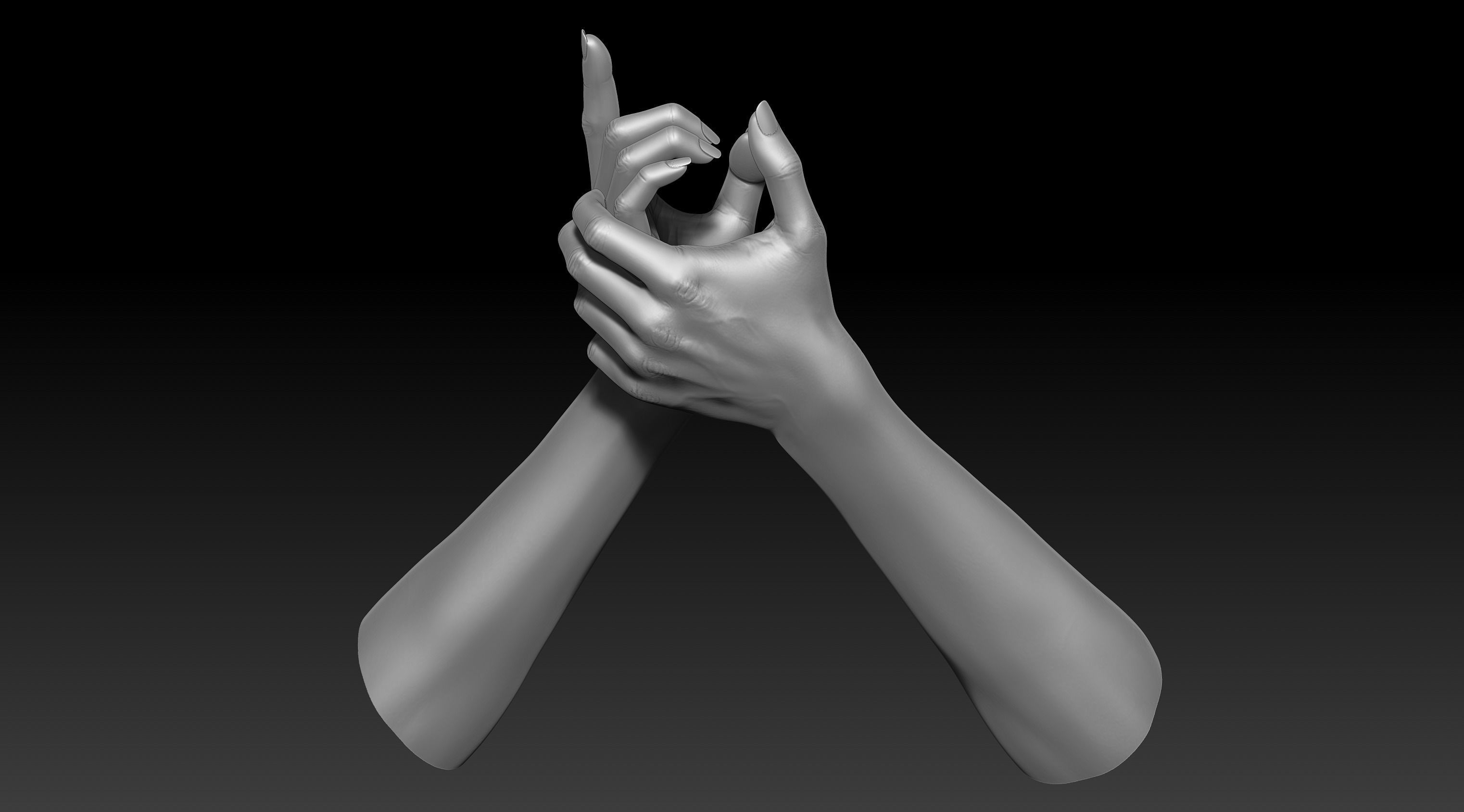 3D Printable Female Hands 20 poses pack 3D model_38