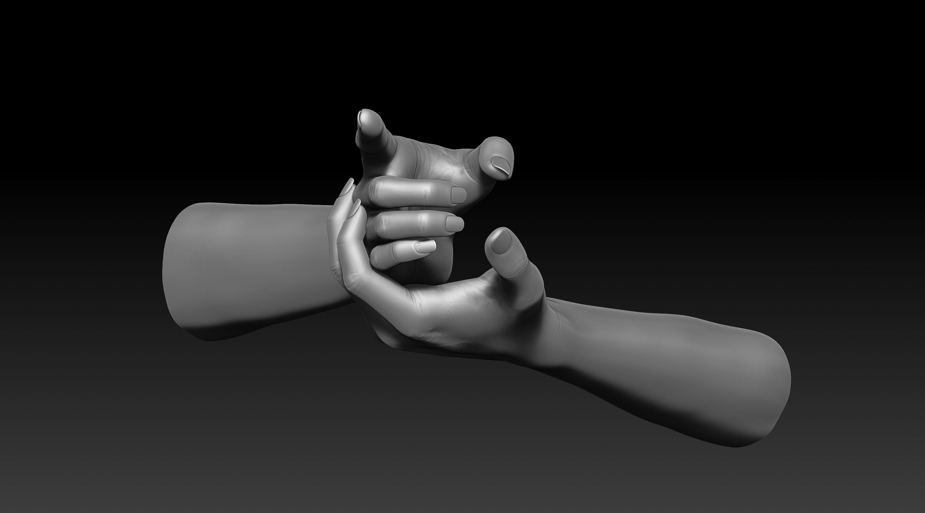 3D Printable Female Hands 20 poses pack 3D model_37