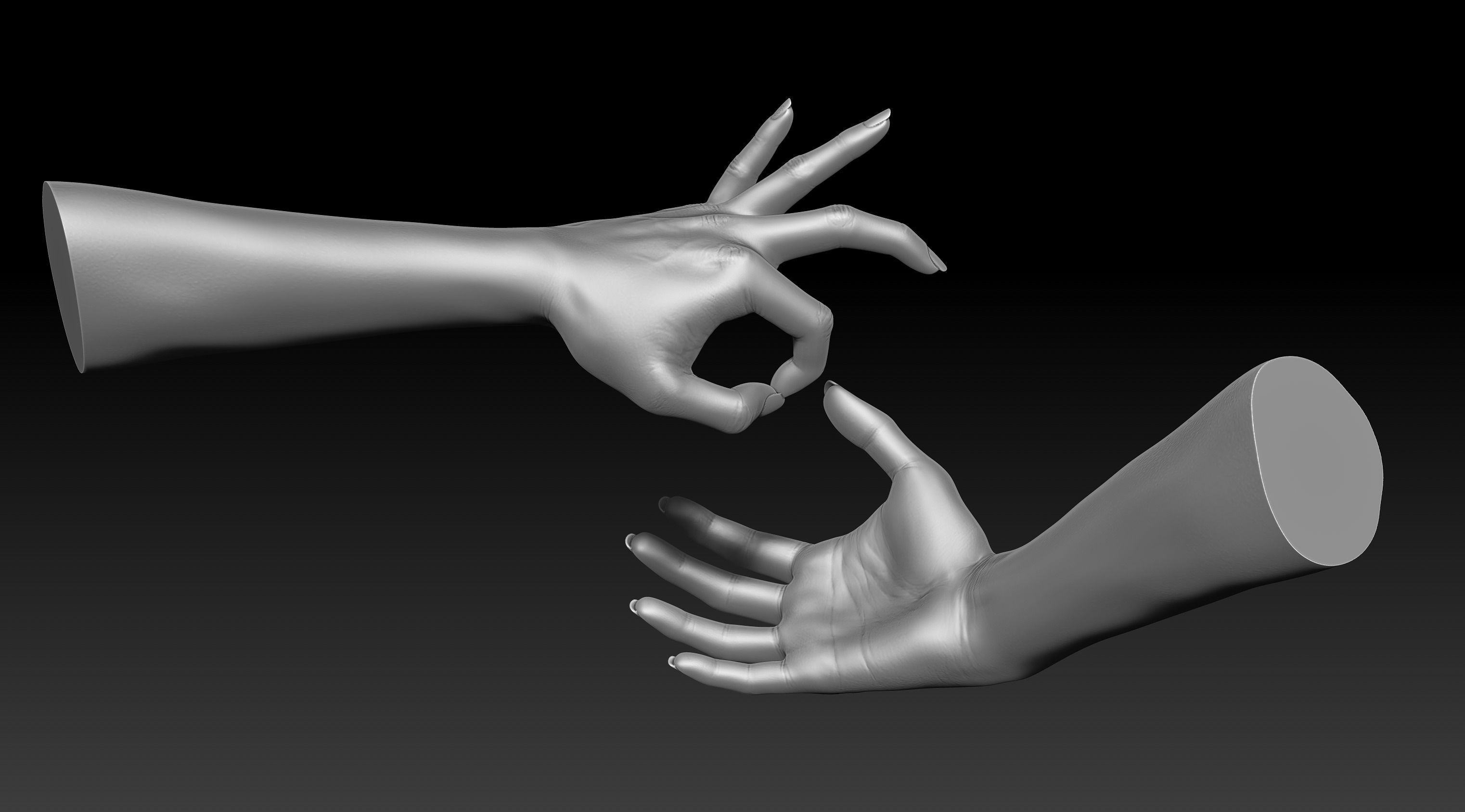 3D Printable Female Hands 20 poses pack 3D model_27