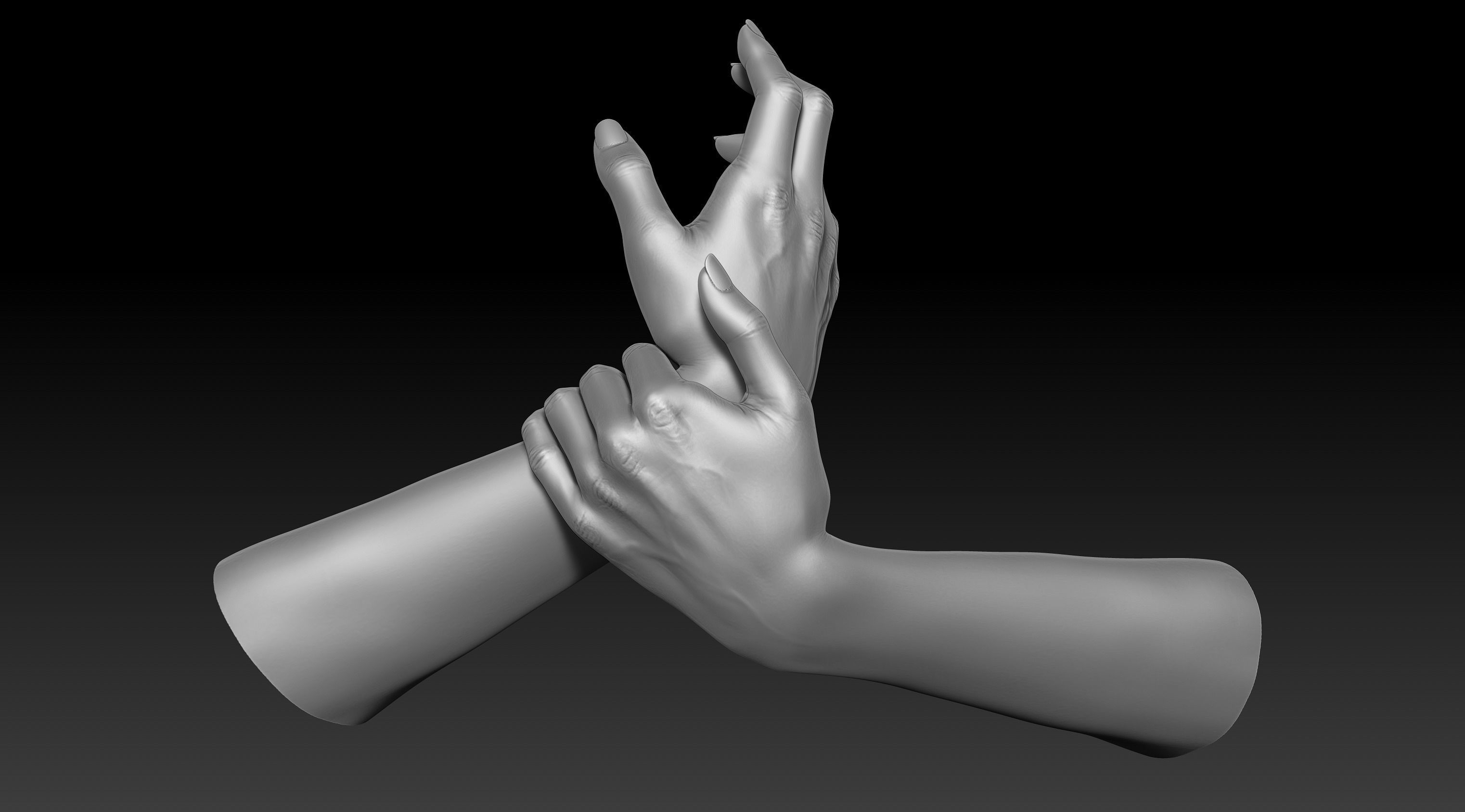 3D Printable Female Hands 20 poses pack 3D model_30