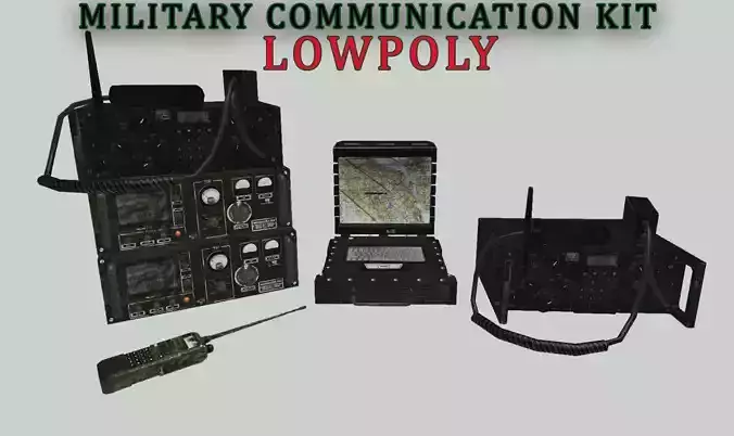 Military Communication Kit Lowpoly Free low-poly 3D model