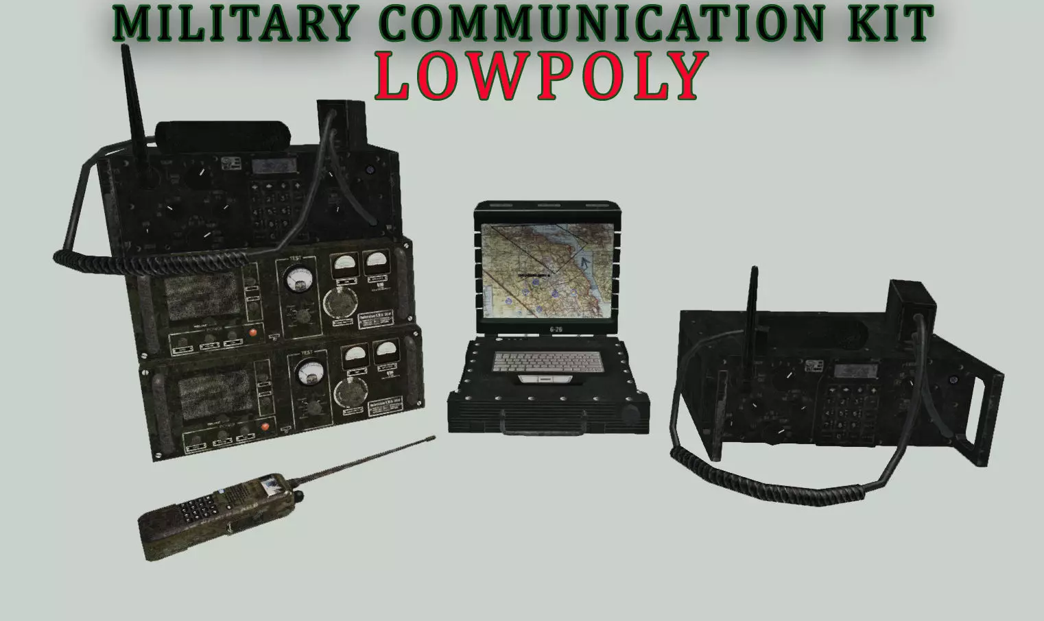 Military Communication Kit Lowpoly Free low-poly 3D model_0