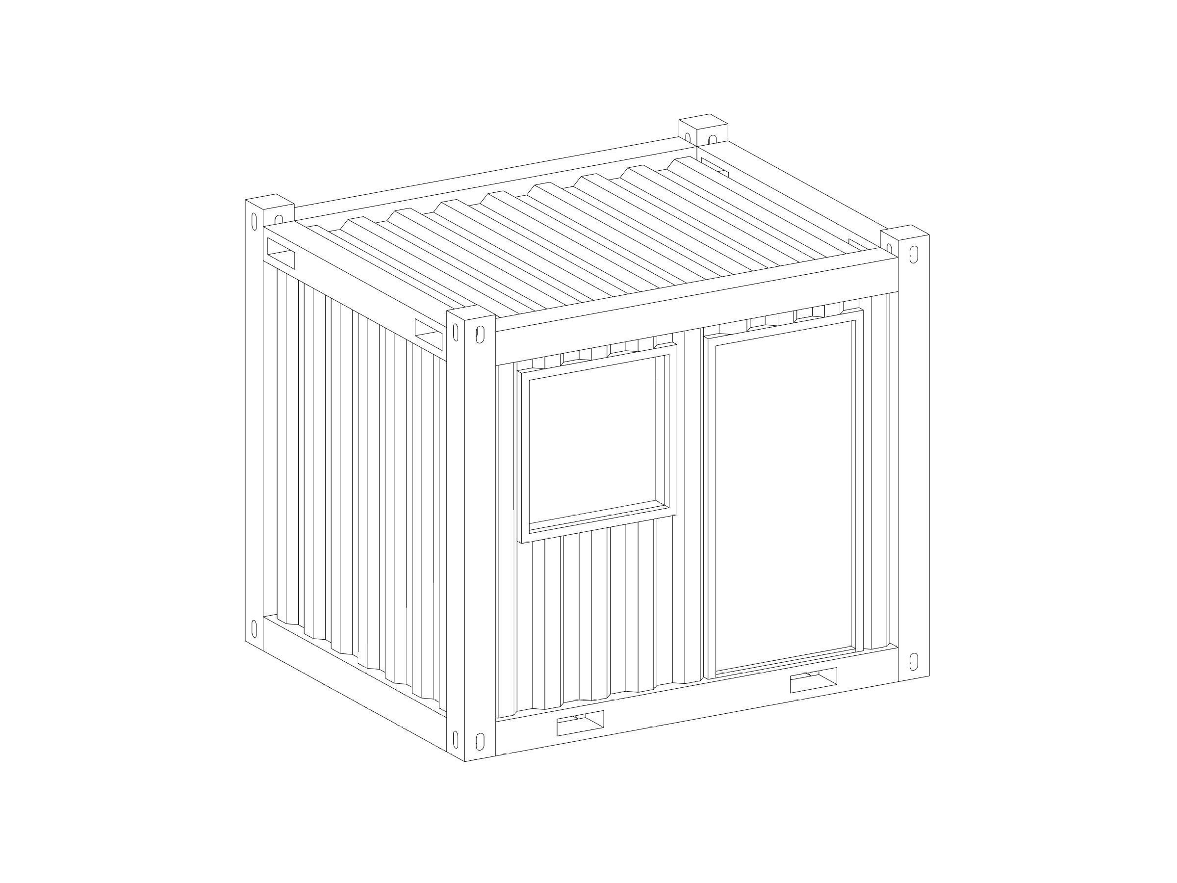Office Container 10ft - Revit Family 3D model_3