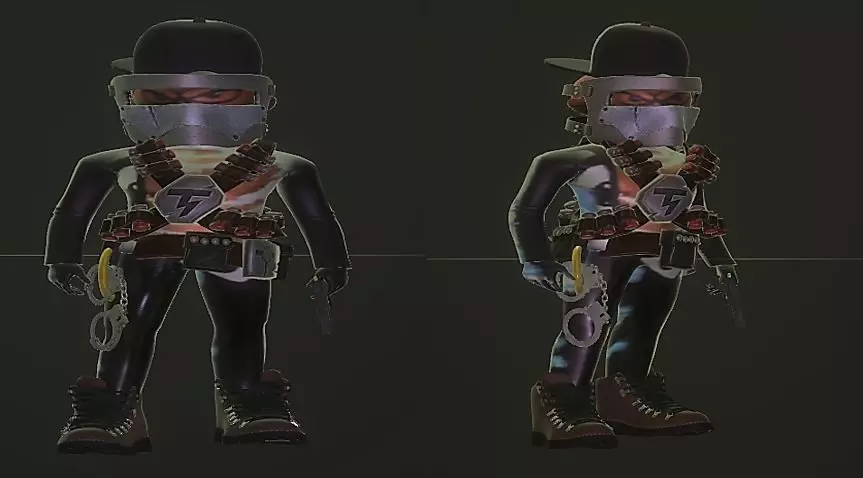 Gangster character wearing helmet and hat 3D model_0