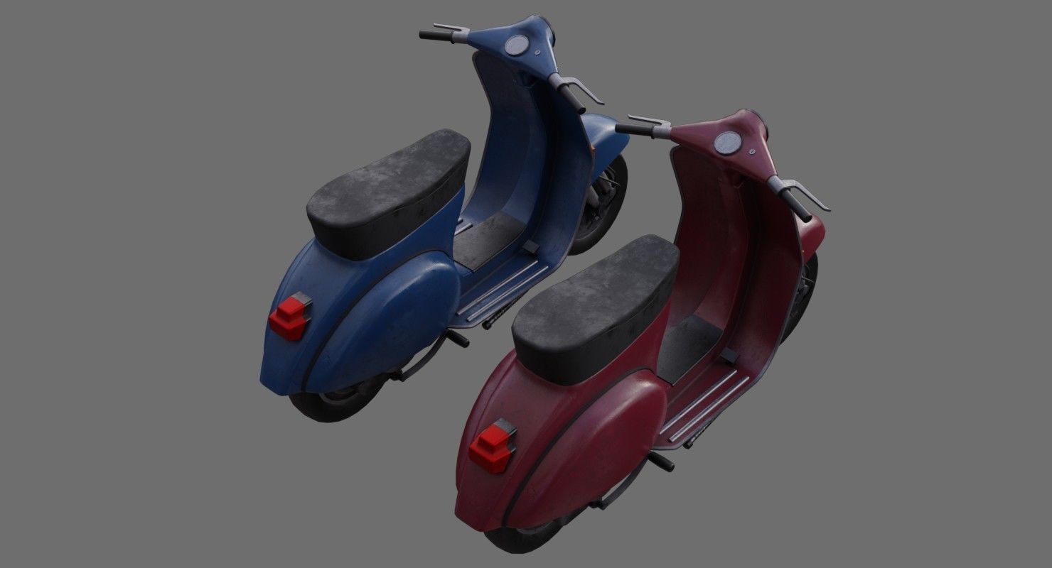 Motor Scooter 1B Low-poly 3D model_1