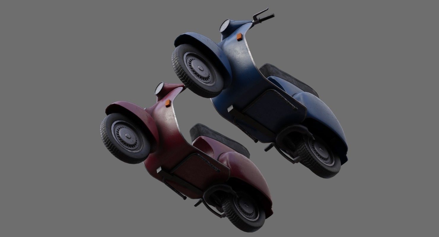 Motor Scooter 1B Low-poly 3D model_2