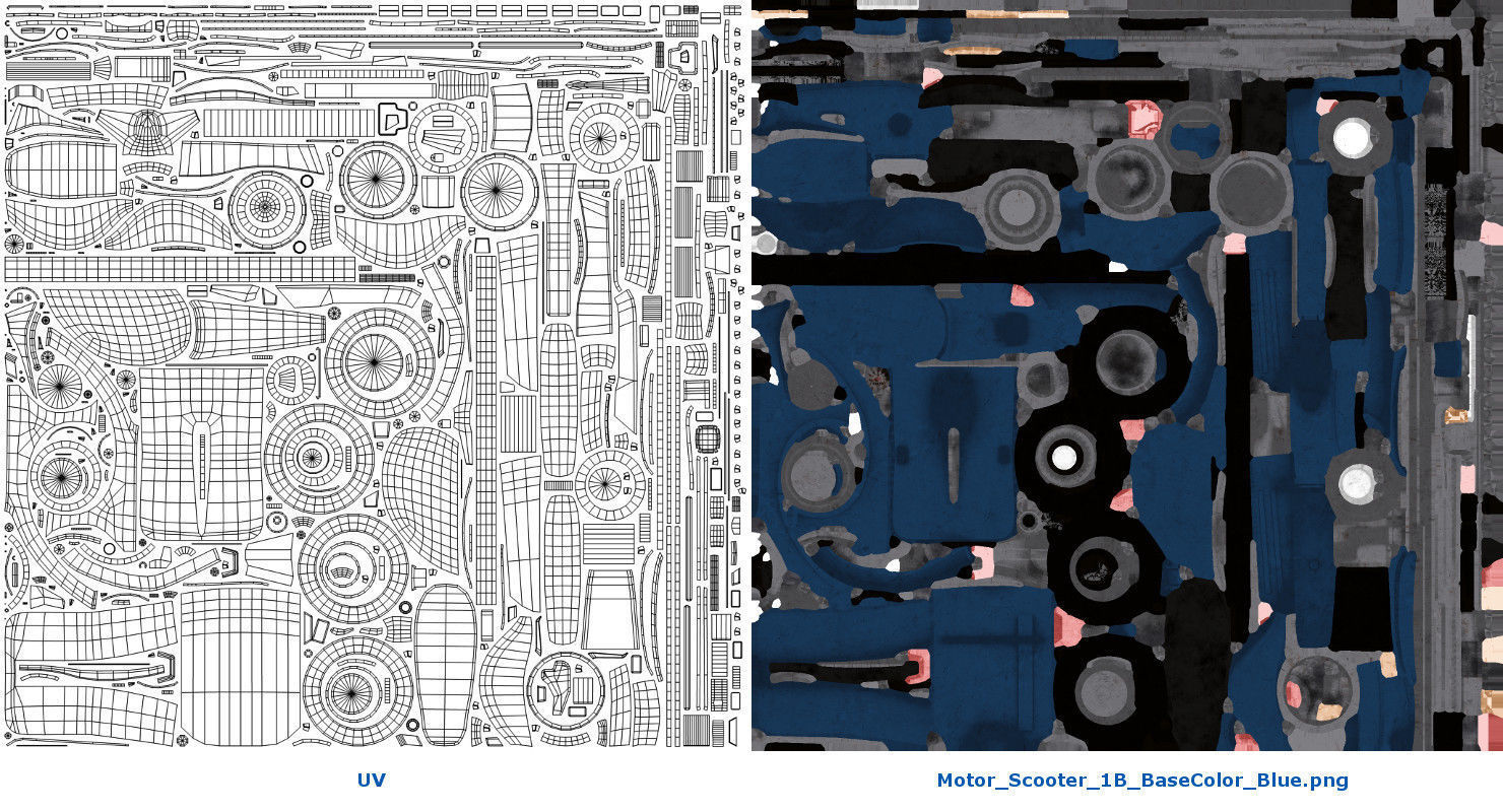 Motor Scooter 1B Low-poly 3D model_14