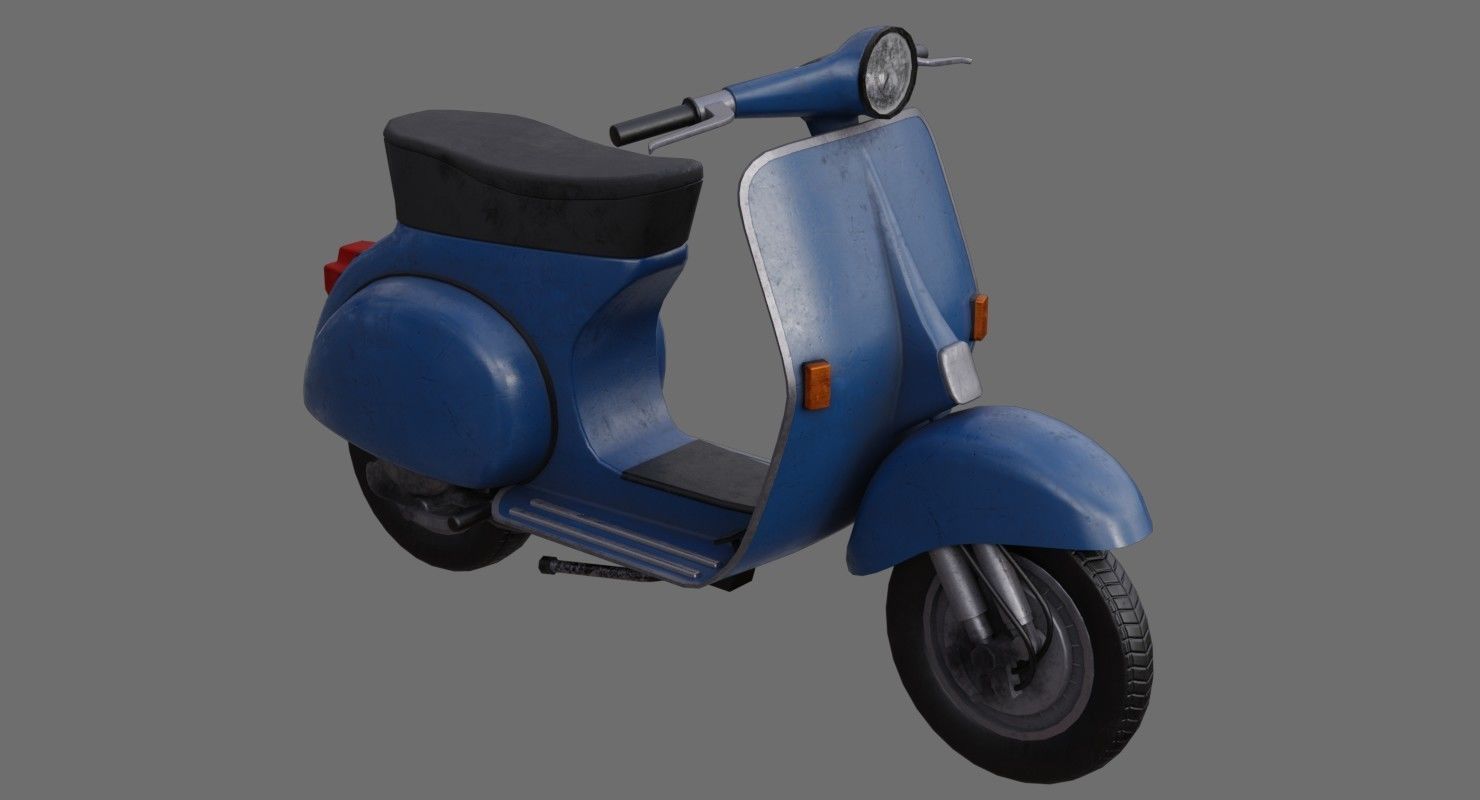 Motor Scooter 1B Low-poly 3D model_4
