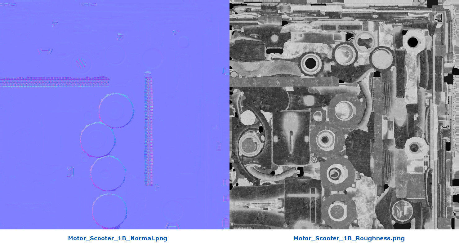 Motor Scooter 1B Low-poly 3D model_16