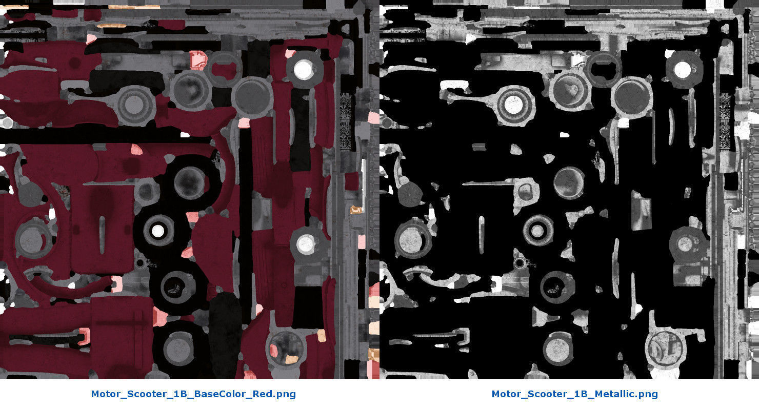 Motor Scooter 1B Low-poly 3D model_15