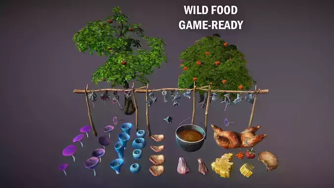 Wild food Low-poly 3D model