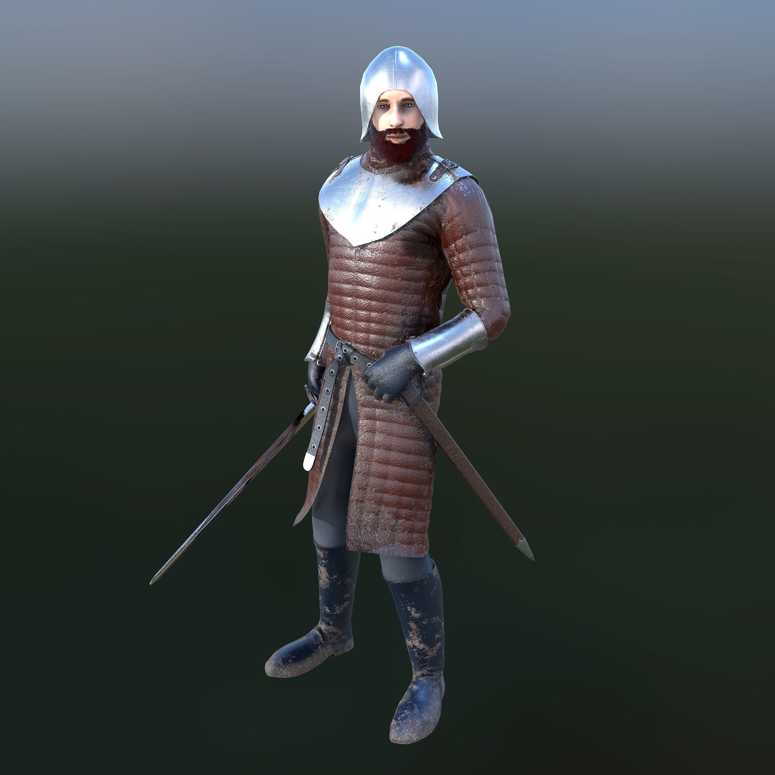 Solder medieval Low-poly 3D model_2