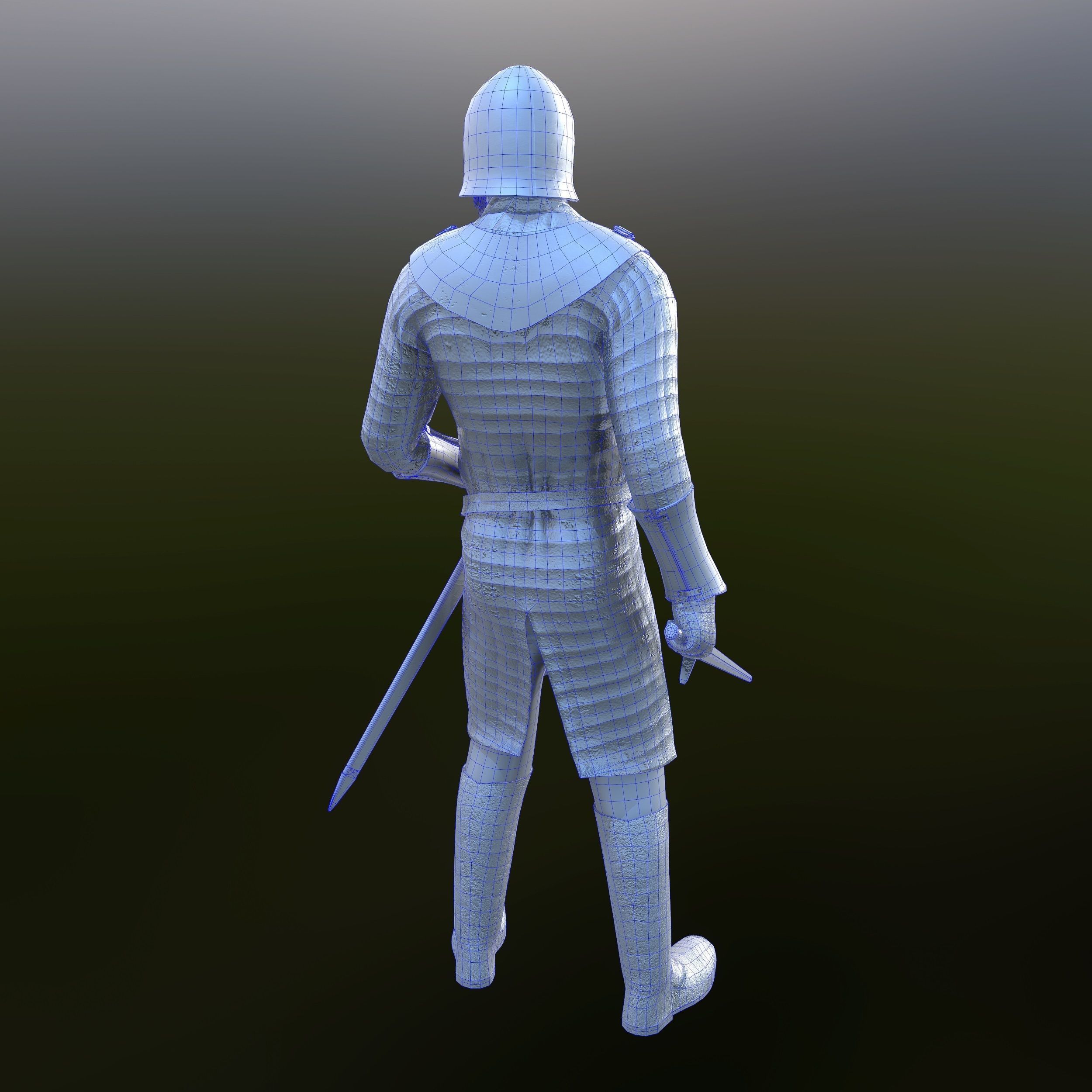 Solder medieval Low-poly 3D model_14