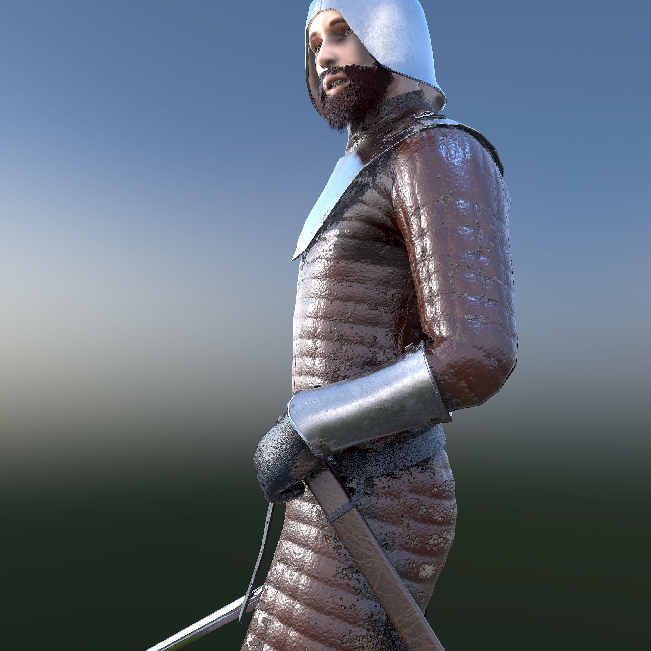 Solder medieval Low-poly 3D model_6