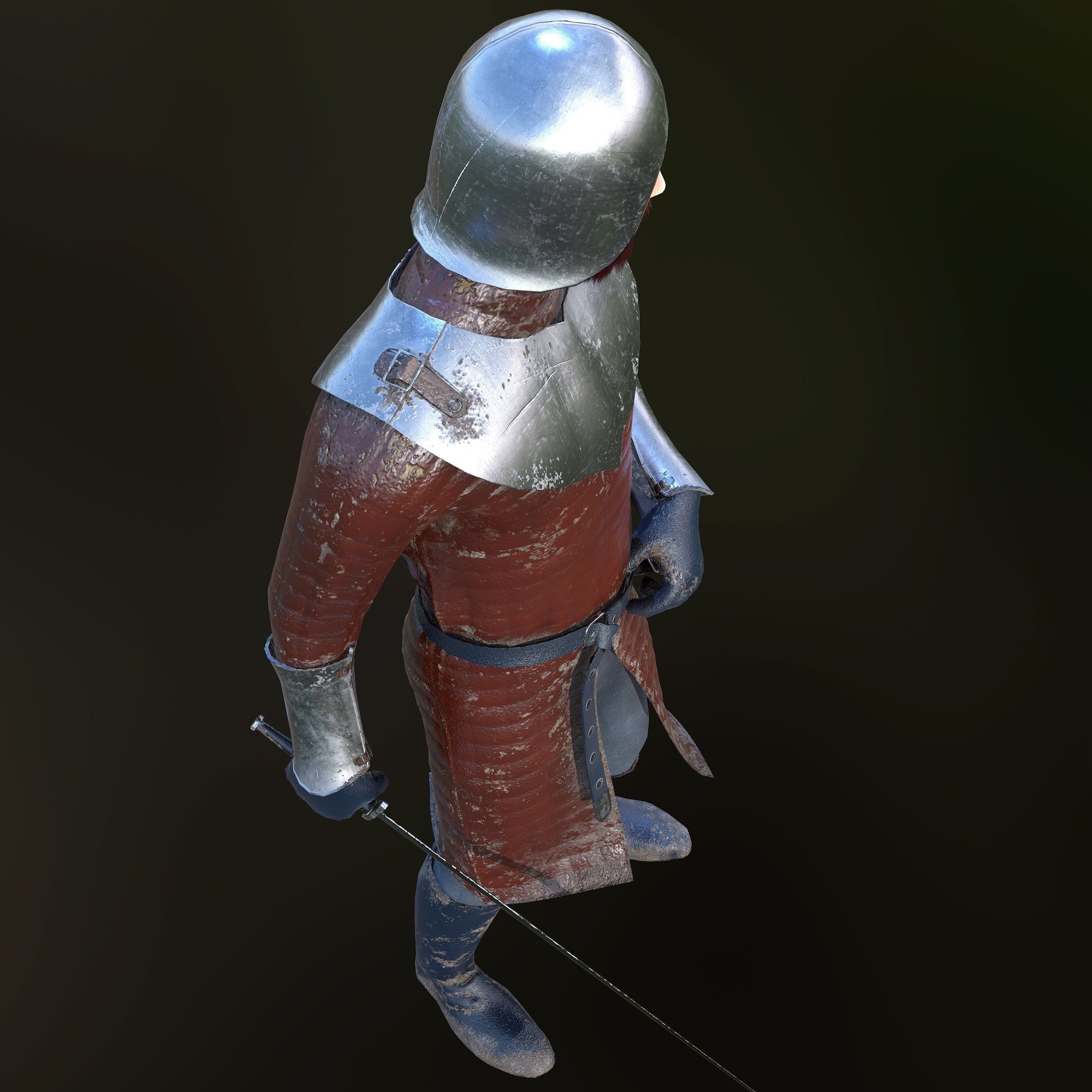 Solder medieval Low-poly 3D model_7