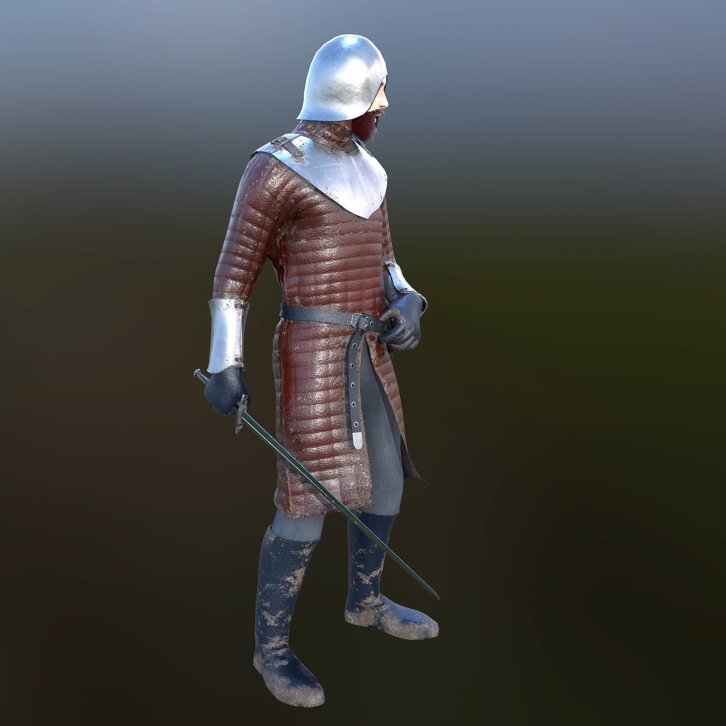 Solder medieval Low-poly 3D model_4