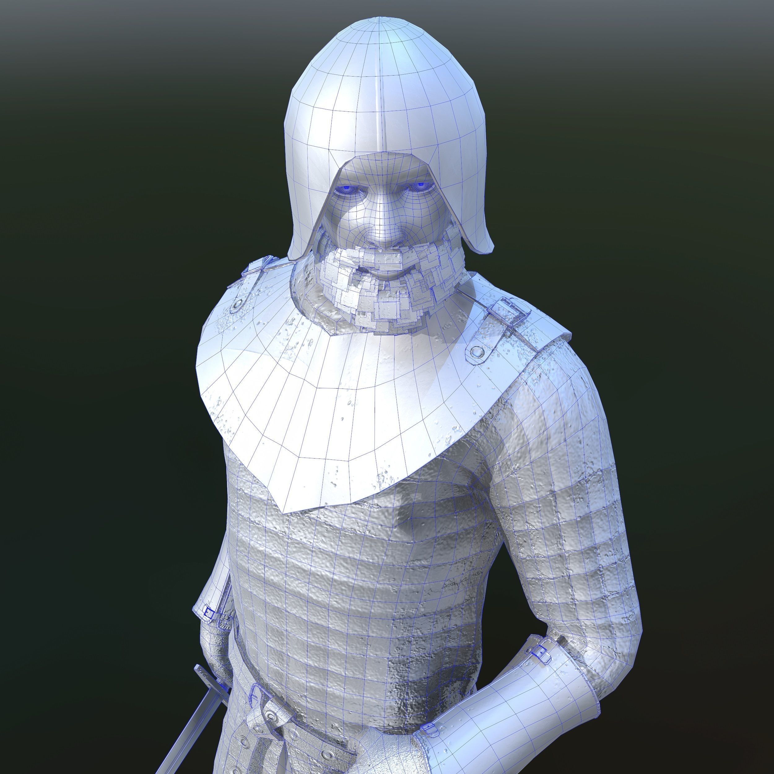 Solder medieval Low-poly 3D model_15